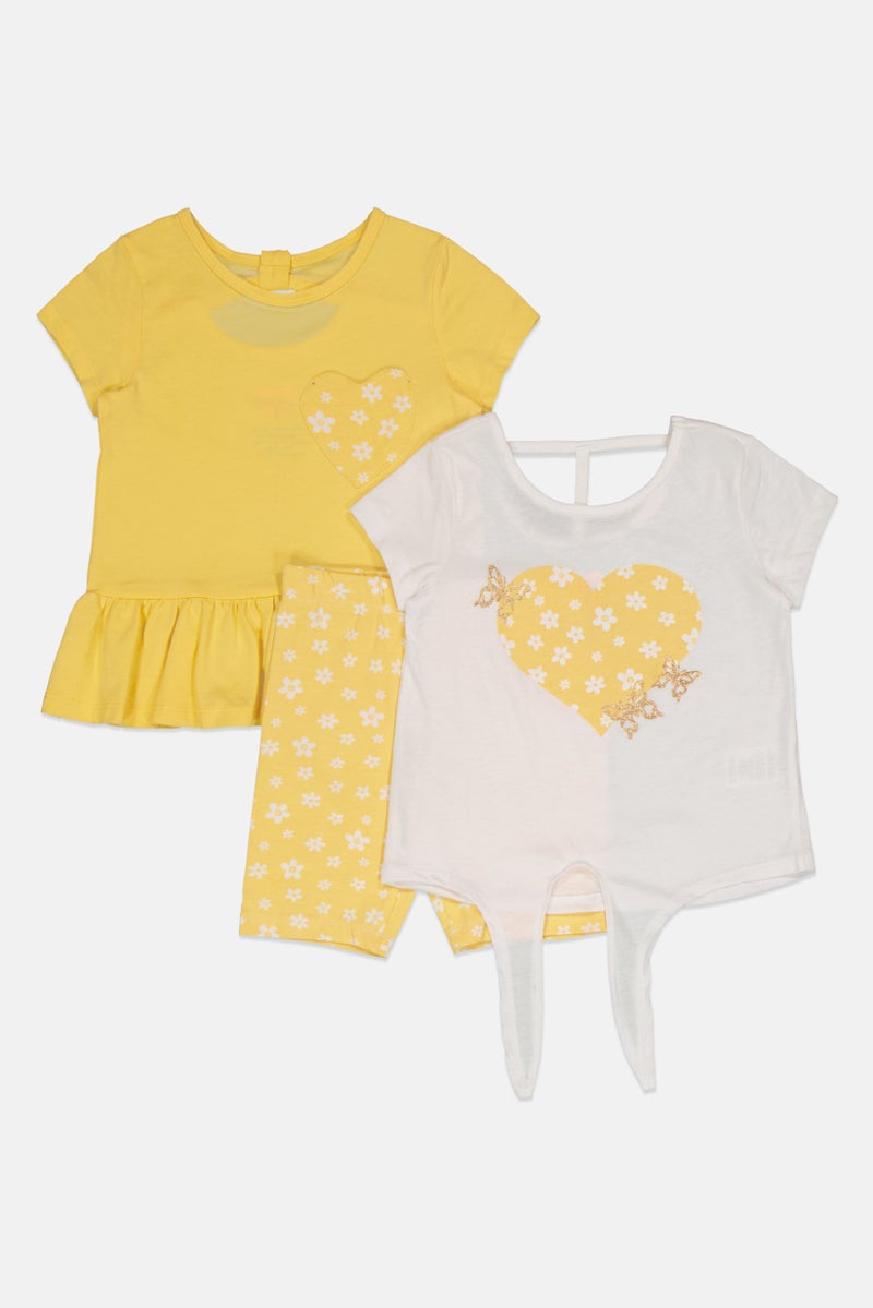 Freestyle طقم تي شيرت وشورتات بناتي 3 قطع بطباعة جرافيك، متعدد الألوان - Image 4